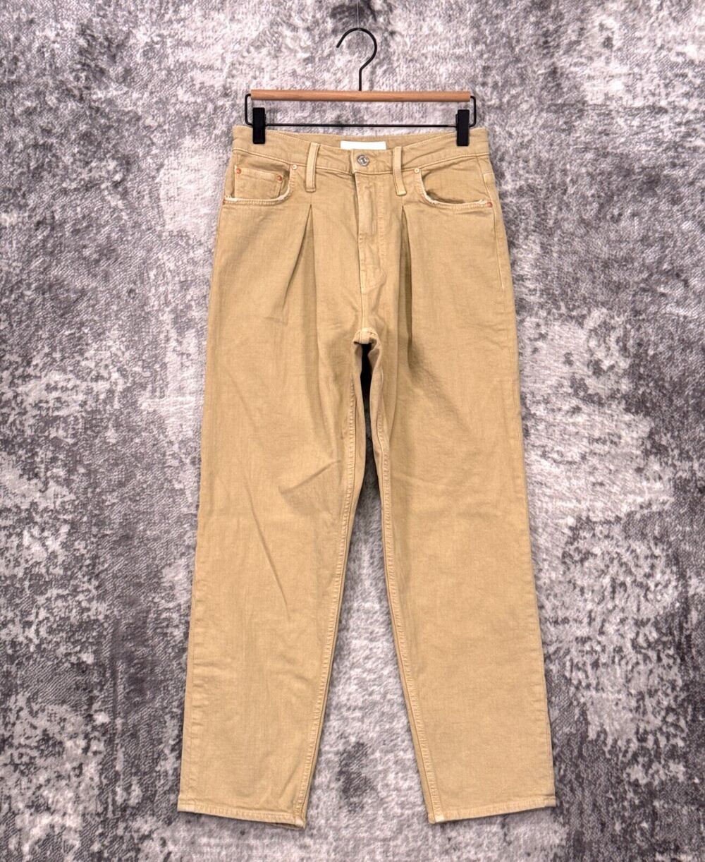 Mother Jeans 27 Womens Insider Out Ankle Pleated Denim Trouser Green Wash
